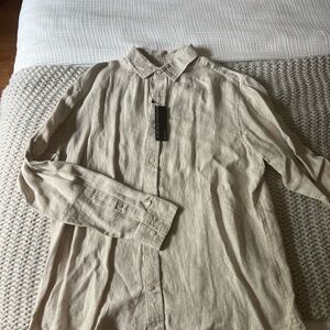 Banana Republic Linen Dress Shirt Lightweight Long-Sleeve